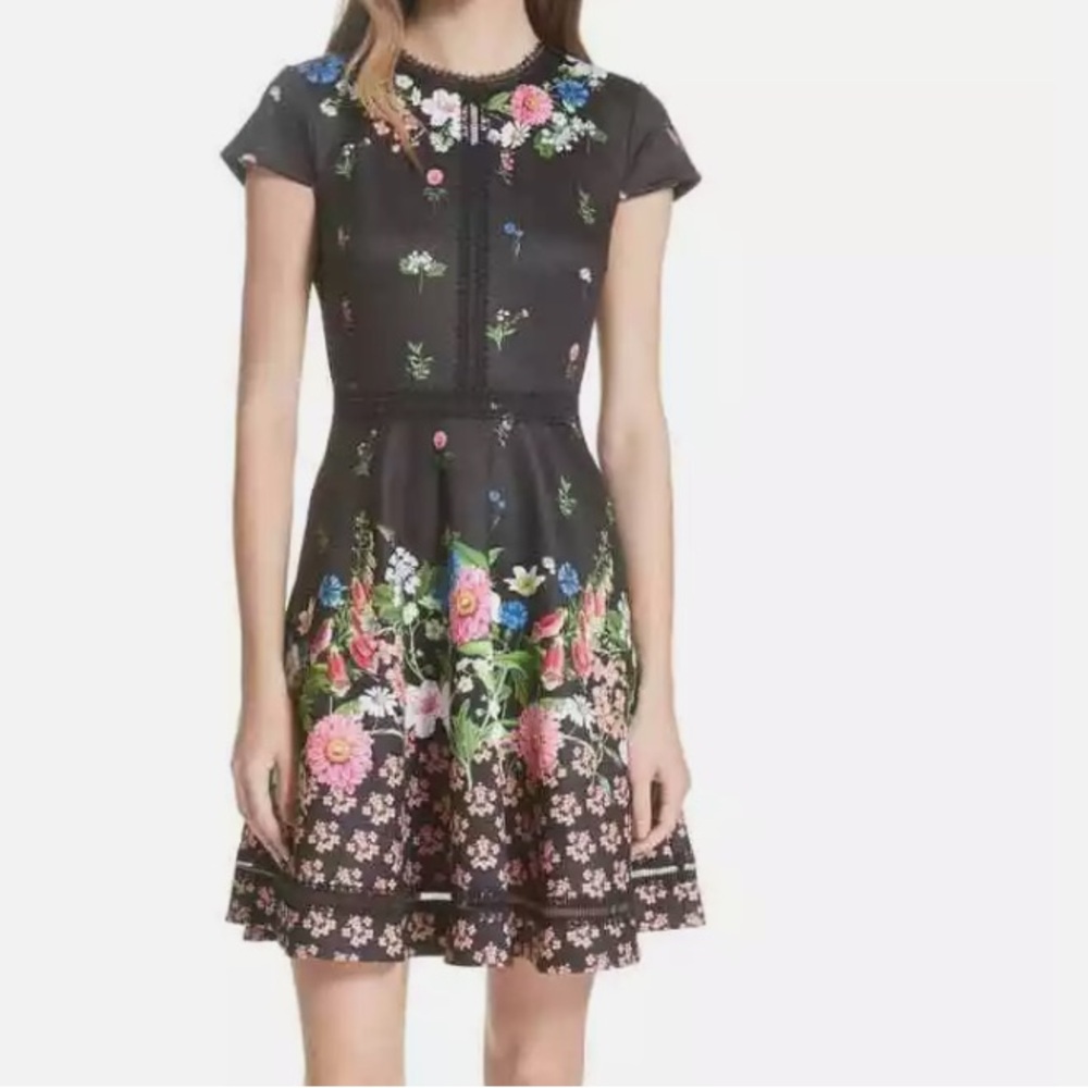 Ted Baker London Daissie Florence Trim Skater Dress Ted size 1 US size 4